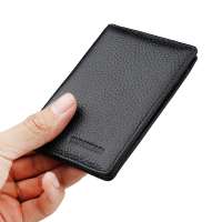 Ultra slim Unisex men women genuine leather id card holder transparent