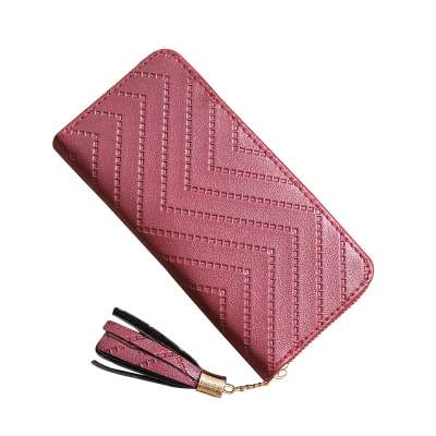 Drop Shipping High Quality Women Long Wallet With Tassels PU Wallet