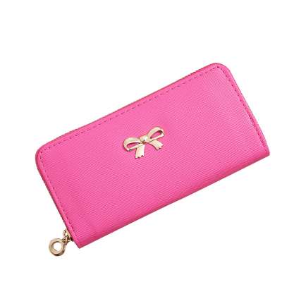 Fashion  Bowknot Purse  Personal Logo Leather   Women  Long Wallet